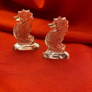Waterford Crystal Set of Two Small Seahorse figurines. Made in Ireland.